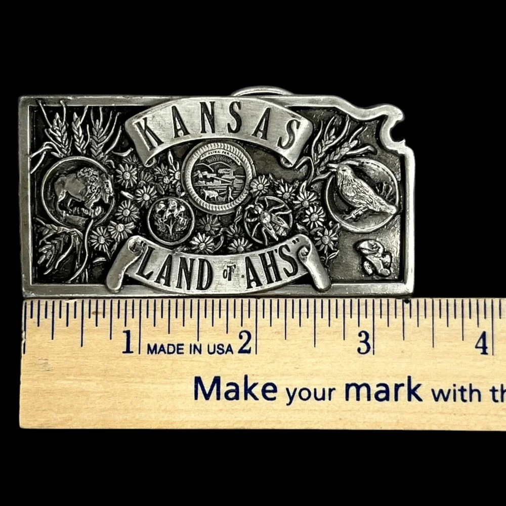 Belt Buckle Vintage Kansas S&S Buckle Co Land of Ah's Limited Edition No 858 USA